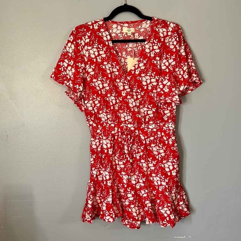 Floral Red Women's Jumpsuit - Picture 3 of 7